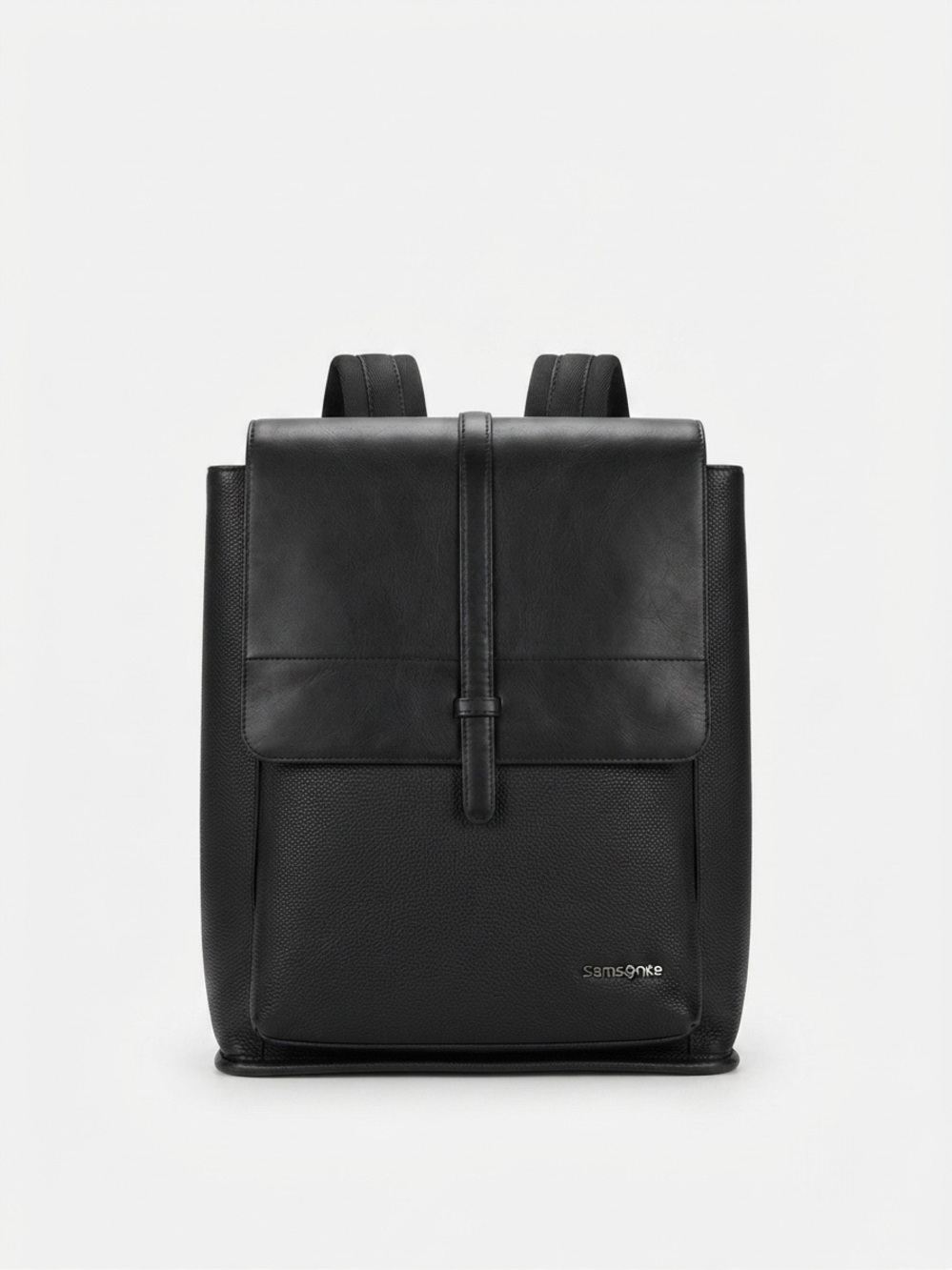 Samsonite Black Leather Flapover Laptop Backpack Bag